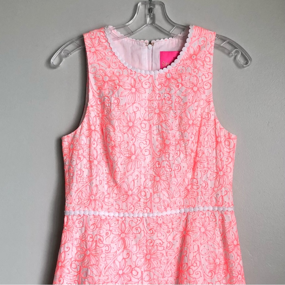 Lilly Pulitzer Ellen Embroidered Flounce Dress In Cantaloupe Size 4 NWOT - Picture 4 of 9